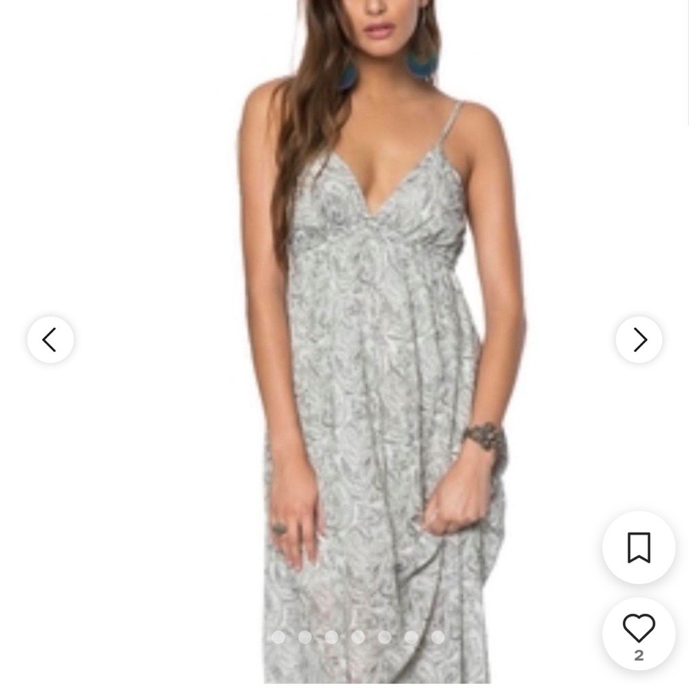 O’Neill black/white Deena paisley spaghetti strap maxi